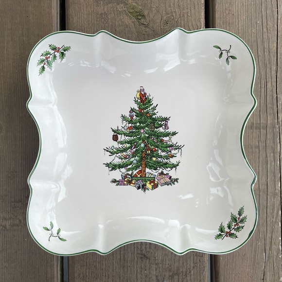 Spode Christmas Tree Pattern Devonia Tray Dish Made in China Christmas Decor - Picture 11 of 11